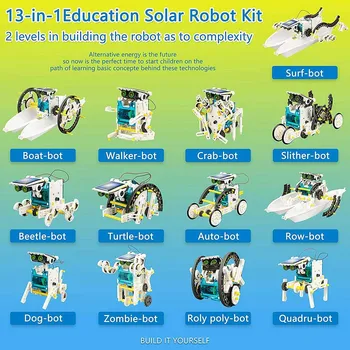 13 In1 Solar Robot Komplektid Tehnoloogia Õppimine Teadus Mänguasjad Poistele Tüdrukute vaimne Areng Diye Haridus-Komplektid Lastele