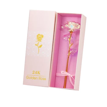 24K Foolium Pinnatud Kuld Tõusis Lilled Romantiline LED Glaxy Rose Pulmad Decor sõbrapäeva Loominguline Kingitus Väljavalitu Valgustus Eterna Tõusis