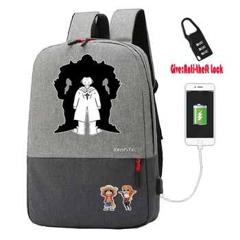 anime Fullmetal Alchemis Seljakott UNISEX Sülearvuti kott Reisi seljakott raamatukest, Kotid teismelised Anti-varguse Laadimine USB Knapsac