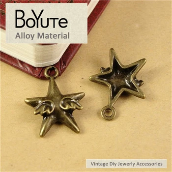 BoYuTe (50 Tükki/Palju) 22*18MM Tsingi Sulam Korea Ehted Tarvikud Osad Antiik Pronks Pinnatud Vintage Star Ripats