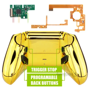 eXtremeRate Kroom Kuld Ülbe Remap & Trigger Kit & Ümberkujundatud Tagasi Shell ja Pool Rööpad & Back Nupud Xbox Üks Kontroller