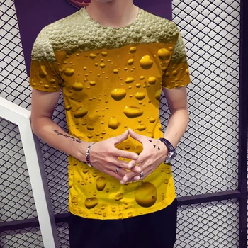 GAOKE Uus Õlu 3D Print T-Särk, Naiste, Meeste Naljakas Uudsus T-särk, Lühikesed Varrukad Tops Unisex Riided Riided