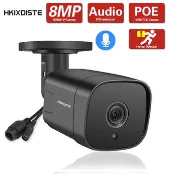 H. 265+ 8MP 4K POE Traadiga Must IP Kaamera Heli Salvestada CCTV Liikumise Tuvastamise kohta Veekindel IP66 Väljas Turvalisuse videovalve