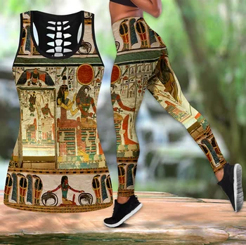 Haud nefertari Vana-Egiptuse 3D Trükitud Õõnes Tank Top ja Retuusid Set Fitness Naiste Täies Pikkuses Retuusid Jooga Püksid DDT60