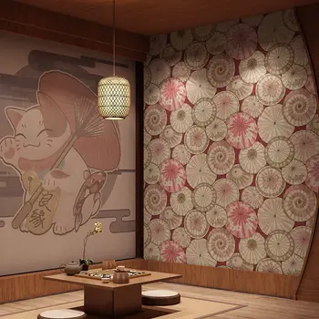 Jaapani Stiilis mittekootud Õli Paber Vihmavari Tapeet restoran tee maja taustal seina kaunistamiseks köök tatami tapeet