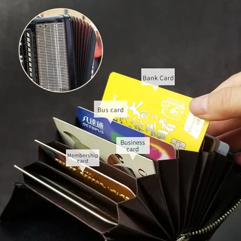 Käsitsi valmistatud Ehtne Nahk 9 Card Slots Rahakott Anti-RFID-visiitkaardid ID-Kaardi Omanik Kott Mündi Rahakott Lukuga