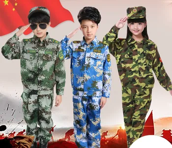 Laste Kamuflaaž Riiete Komplekt Lapsed Sõjaväevormi Tüdruk Armee Sõjalise Skautlus Ühtne Poiss Halloween Laagris Rõivaste Komplekti 90