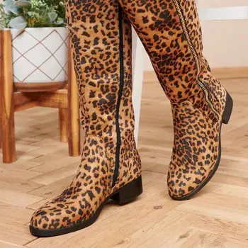Naiste Leopard Printida Saapad 2021 Sügis-Talv Daamid Mood Korter Põhja Kingad Saapad On Üle Põlve, Reie Kõrge Suede Pikk Boots934