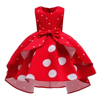 Retro Polka Dot Printsess Kleit Vibu-sõlm Tüdrukud Dress Tagasi Tõmblukk Jõulud Tulemuslikkuse Kleit Laste Kanda