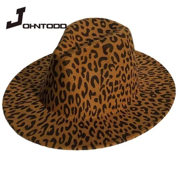 Unisex korter ääreni villast vilt jazz fedora müts meeste ja naiste leopard printida nahk bänd teenetemärgi hõimu Panama ametlikku müts kauboi