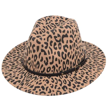Uus Euroopa Ja Ameerika Karusnaha Leopard-Print Mütsi Korter Äärega Müts Sobitamine Kork Jazz Kork