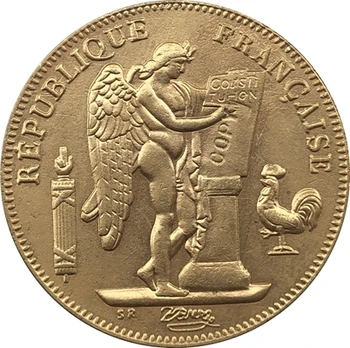 24-K kullatud 1887 Prantsusmaa 50 franki mündi KOOPIA