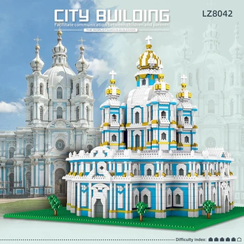 3737pcs Suur Smolny Kiriku 3D-Mudeli ehitusplokid DIY Linna Street View Assamblee Ühendab ehitusplokid Dekompressiooni Mänguasi