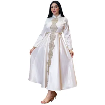 Abaya Pool Kleit Moslemi Dubai Türgi Satiin Maxi Kleidid Ankara Riideid Moe-Aafrika Kleidid Naistele Traditsiooniline Nr Turvavöö