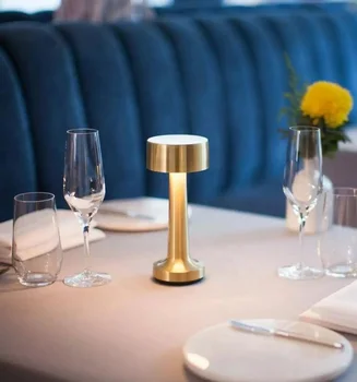 Kuld Messing Juhtmeta Tabel Lamp Hotel Restaurant Ktv Baar Laetav Led Tabel Öö Valguses Köök Lühter