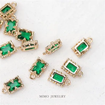 MIMO EHTED Vasetatud kuld micro inkrusteeritud antiik-pool pitsi emerald Ristkülikukujuline Ripats DIY tarvikud