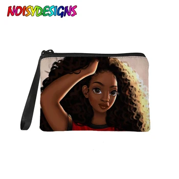 NOISYDESIGNS Armas Afro Tüdruk Prindi Mündi Rahakott Afro Lady Fashion Mini Rahakott Naine Võtmed Krediitkaardi Kott Muuta Rahakotid Lapsed