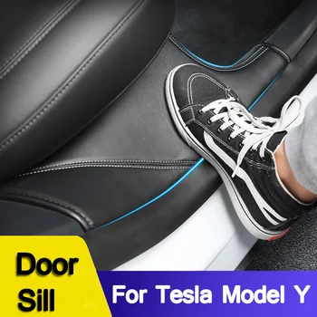 Näiteks Tesla Model Y Tagumise Ukse Lävepakk Naha Kaitsva Anti Kick Pad Peidetud kaitse 2PCS/ set