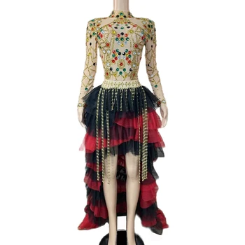 Rhinestone Sädelevat Multicolore Silma Saba Kleit 2tk Komplekt Sünnipäev, Pulmad short gown Tulemuslikkuse Kostüüm