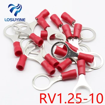 RV1.25-10 Punane 22-16 AWG 0.5-1.5mm2 Isoleeritud Ring Terminal Connector Cable Juhe-Pistik 100TK/Pakk RV1-10 RV