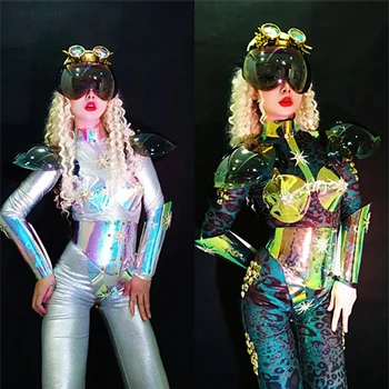Tehnoloogia Mõttes Komplekt Laulja ja Tantsija Kostüüm Tulemuslikkuse Drag Queen Riided Venitada Bodysuit Ööklubi Gogo Dancewear VDB5732