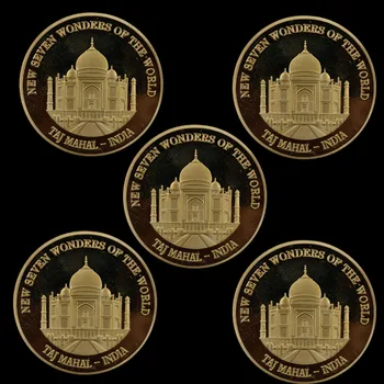 Üks Seitsmest Imet Taj Mahal Indias, 5 tk / Komplekt 24K kullatud Mälestusmündid Müntide Kollektsiooni